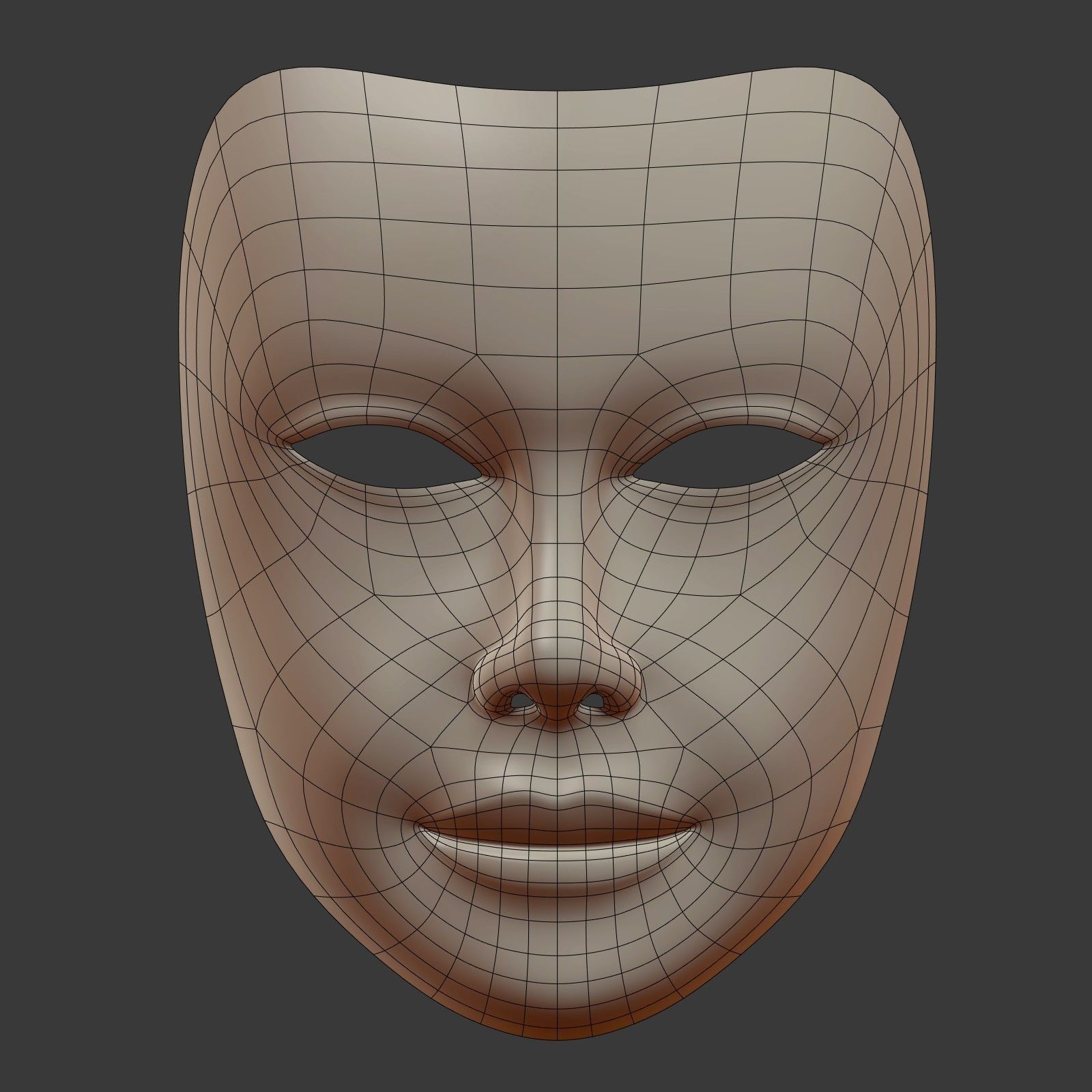 Female Theater Mask with neutral expressions  Low-poly 3D model_7