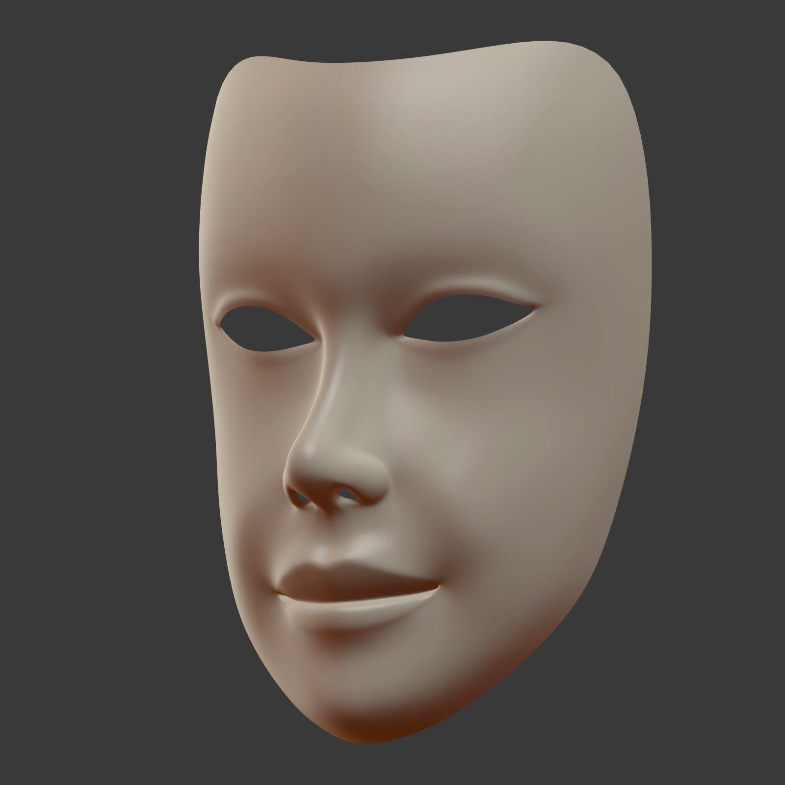 Female Theater Mask with neutral expressions  Low-poly 3D model_8