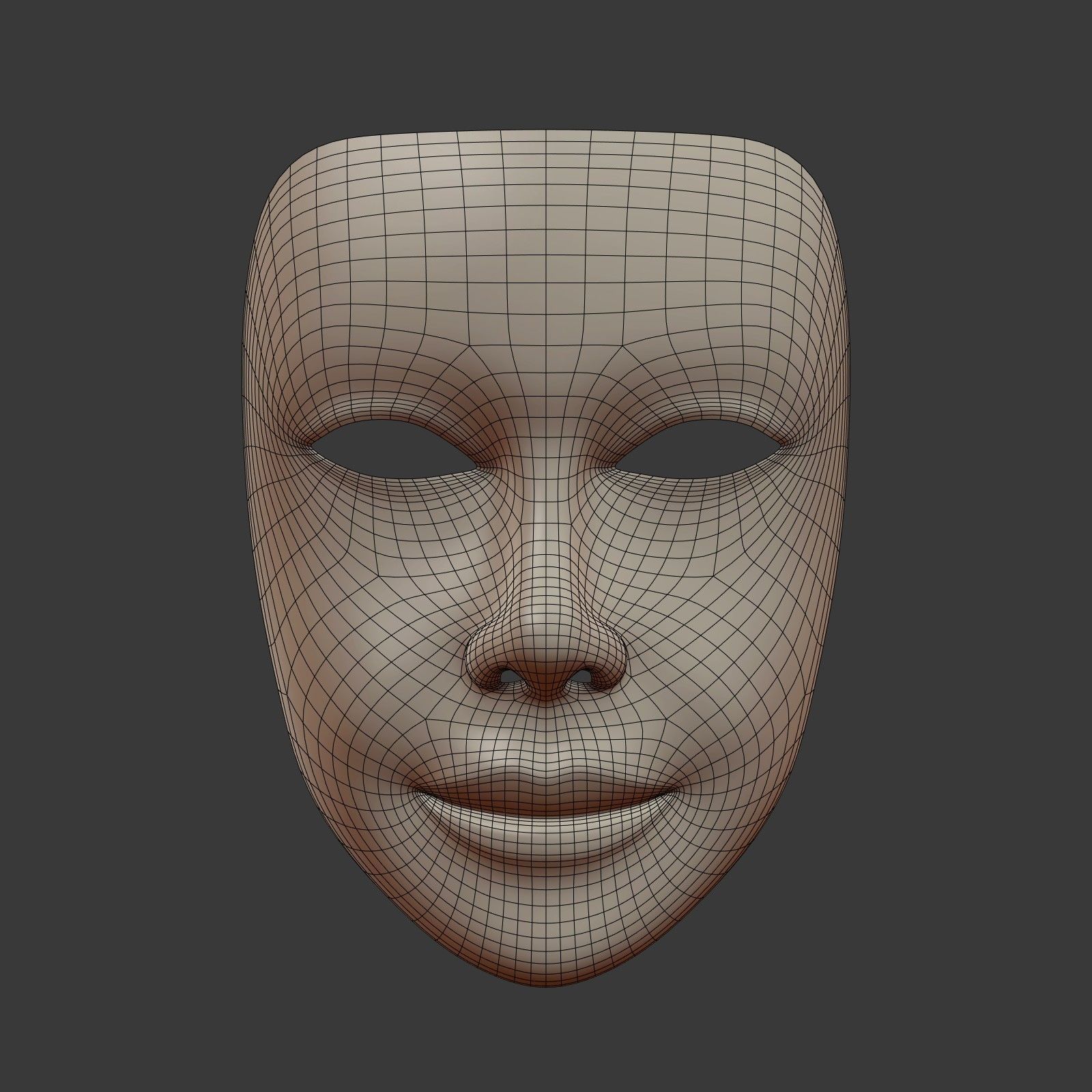 Female Theater Mask with neutral expressions  Low-poly 3D model_4