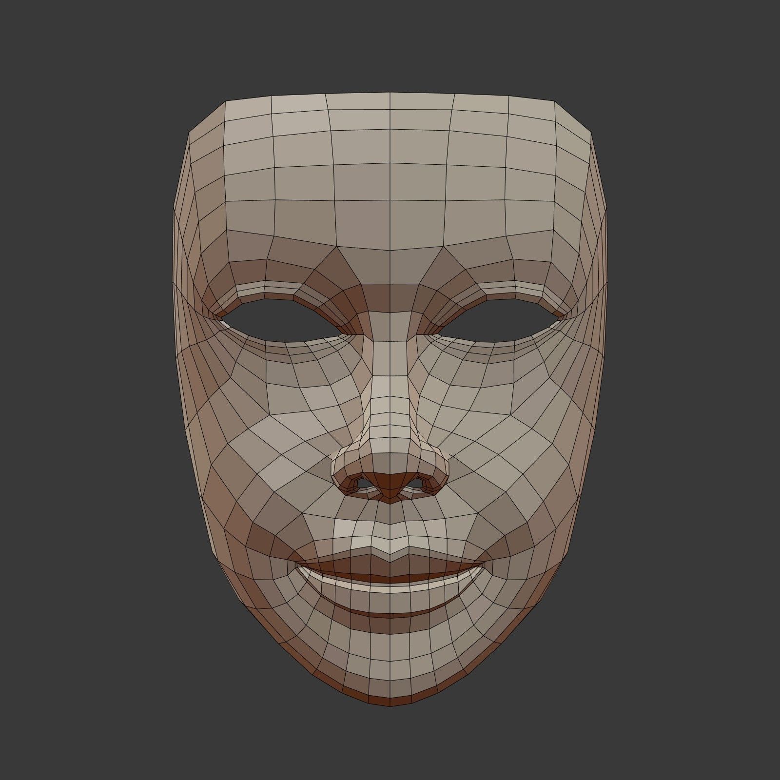 Female Theater Mask with neutral expressions  Low-poly 3D model_3