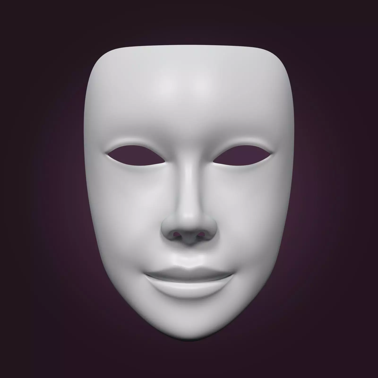 Female Theater Mask with neutral expressions  Low-poly 3D model_0