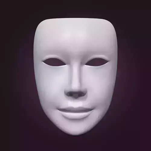 Female Theater Mask with neutral expressions  Low-poly 3D model