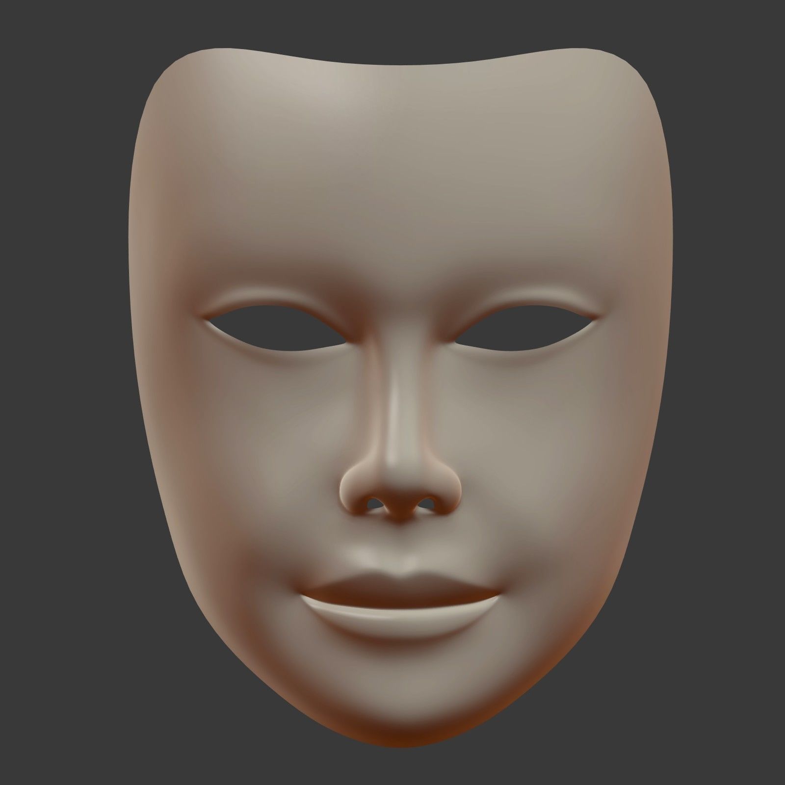 Female Theater Mask with neutral expressions  Low-poly 3D model_6