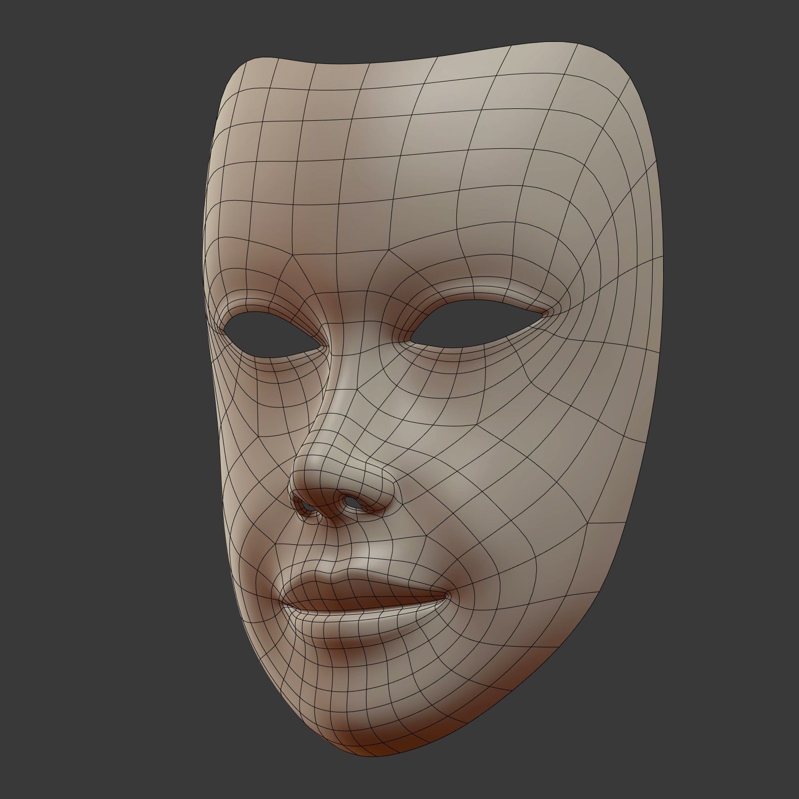 Female Theater Mask with neutral expressions  Low-poly 3D model_9