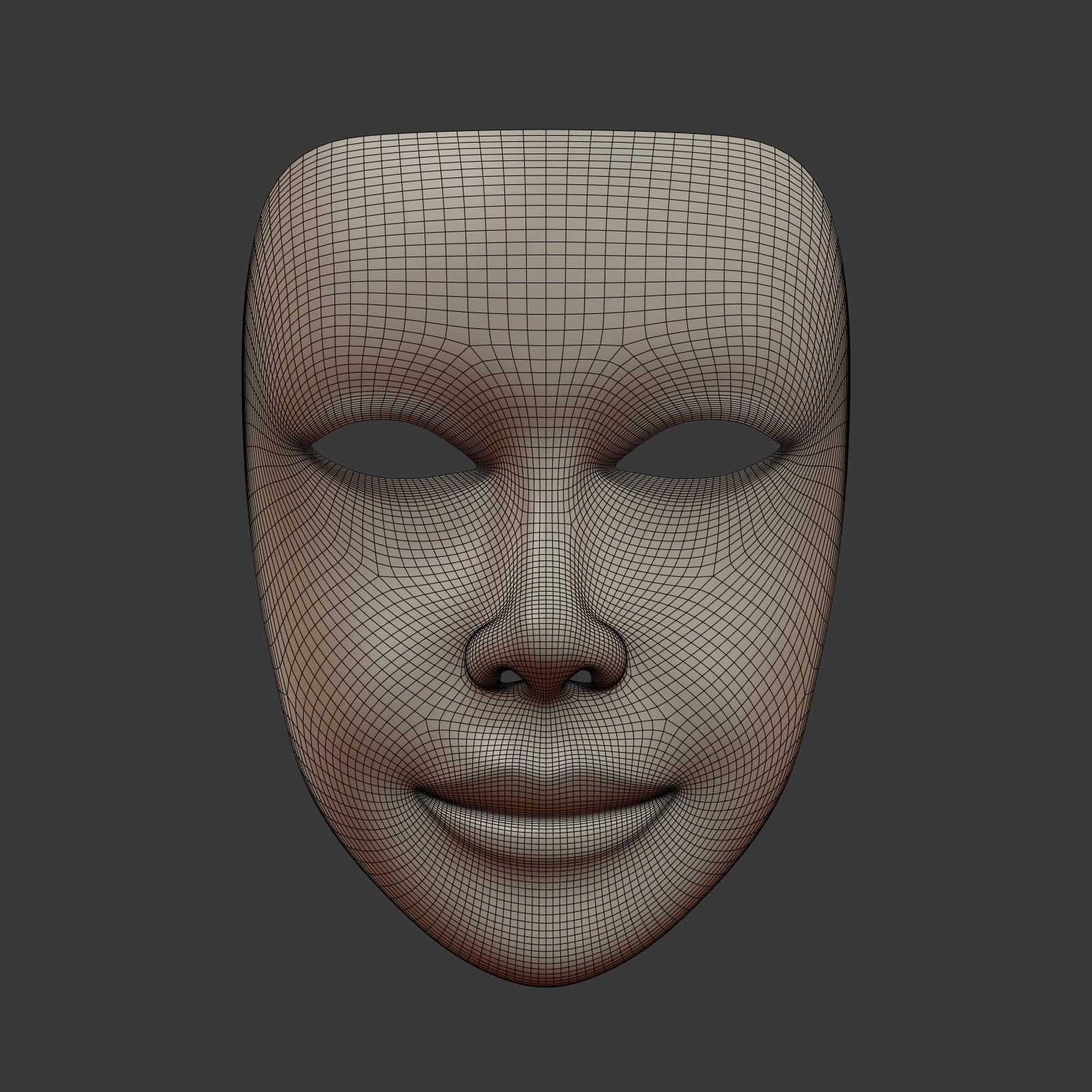 Female Theater Mask with neutral expressions  Low-poly 3D model_5