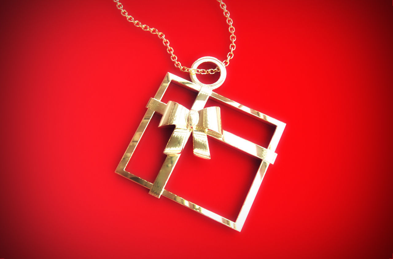 3d printable Christmas Present Pendant 3D print model_2