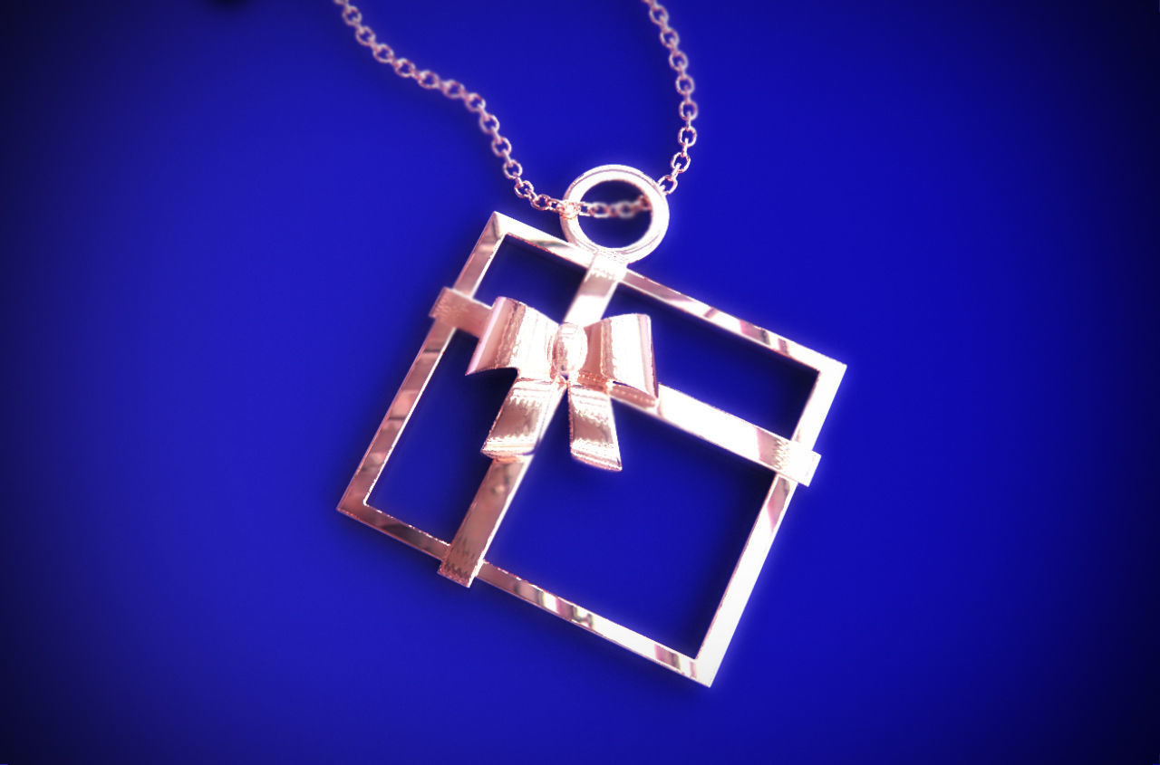 3d printable Christmas Present Pendant 3D print model_4