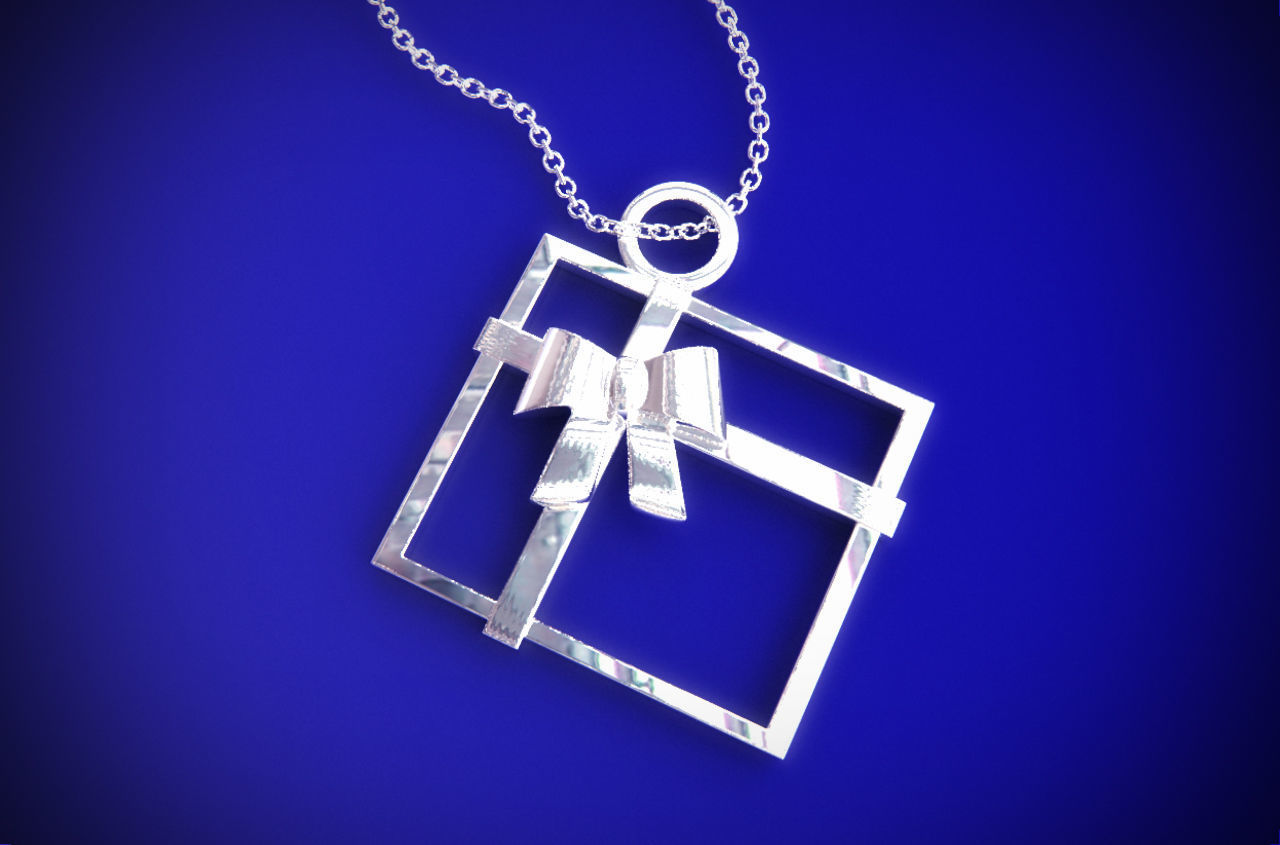 3d printable Christmas Present Pendant 3D print model_5