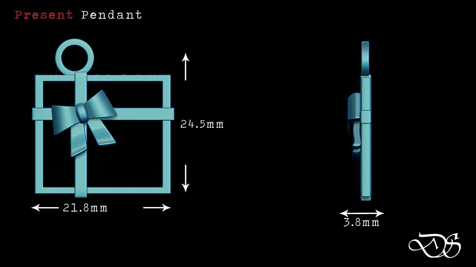 3d printable Christmas Present Pendant 3D print model_1