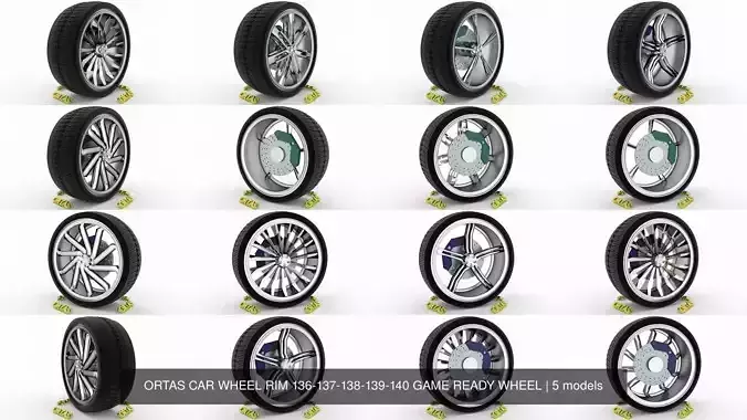 ORTAS CAR WHEEL RIM 136-137-138-139-140 GAME READY WHEEL 3D Model Collection ORTAS CAR WHEEL RIM 136-137-138-139-140 GAME READY WHEEL 3D Model Collection