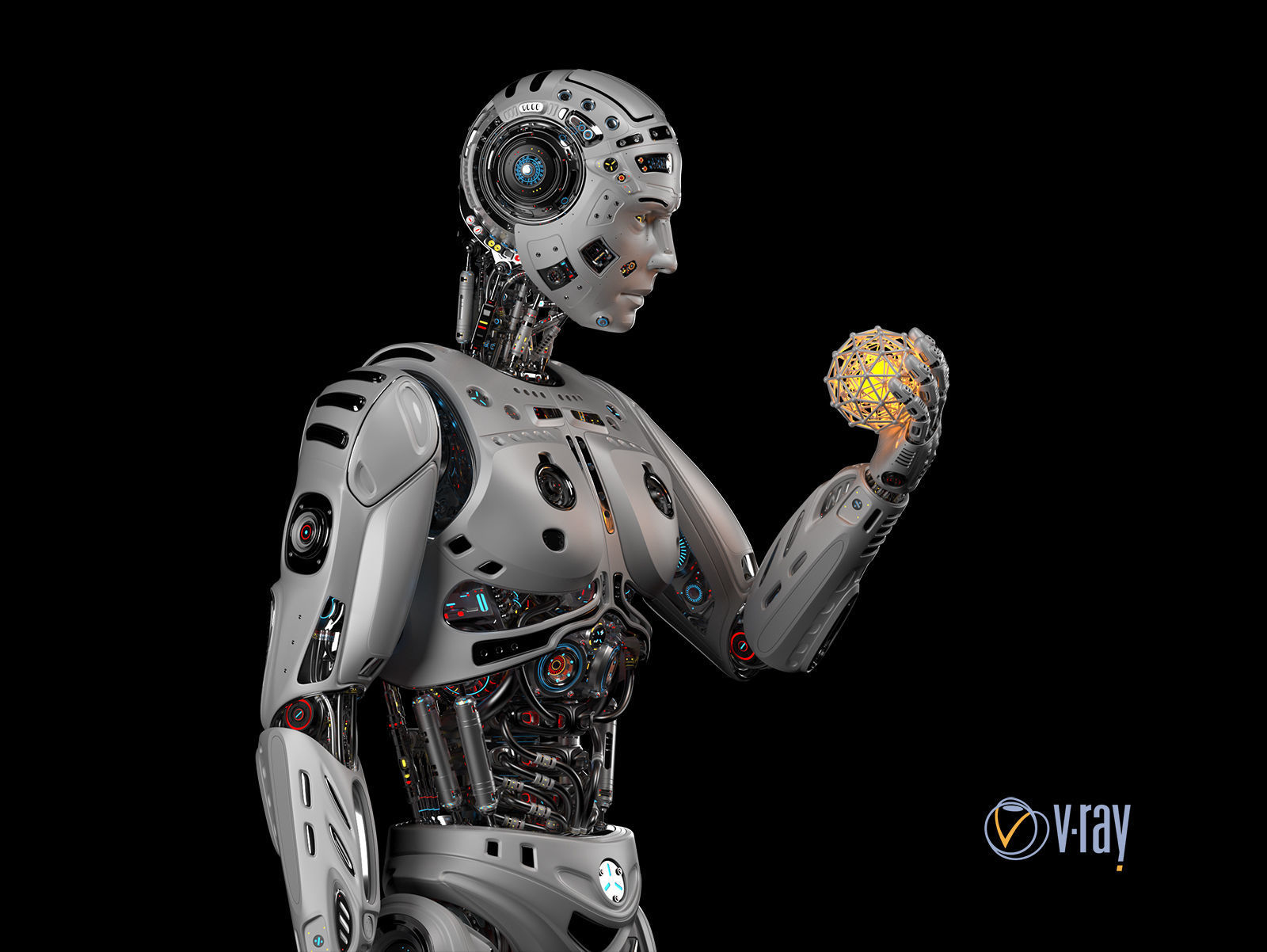 Futuristic Robot Man Rigged 3D model_13