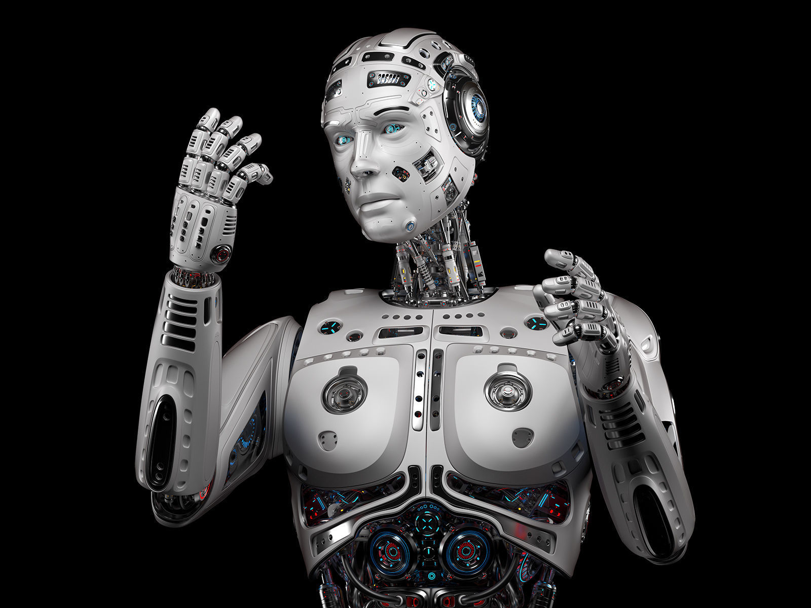 Futuristic Robot Man Rigged 3D model_6