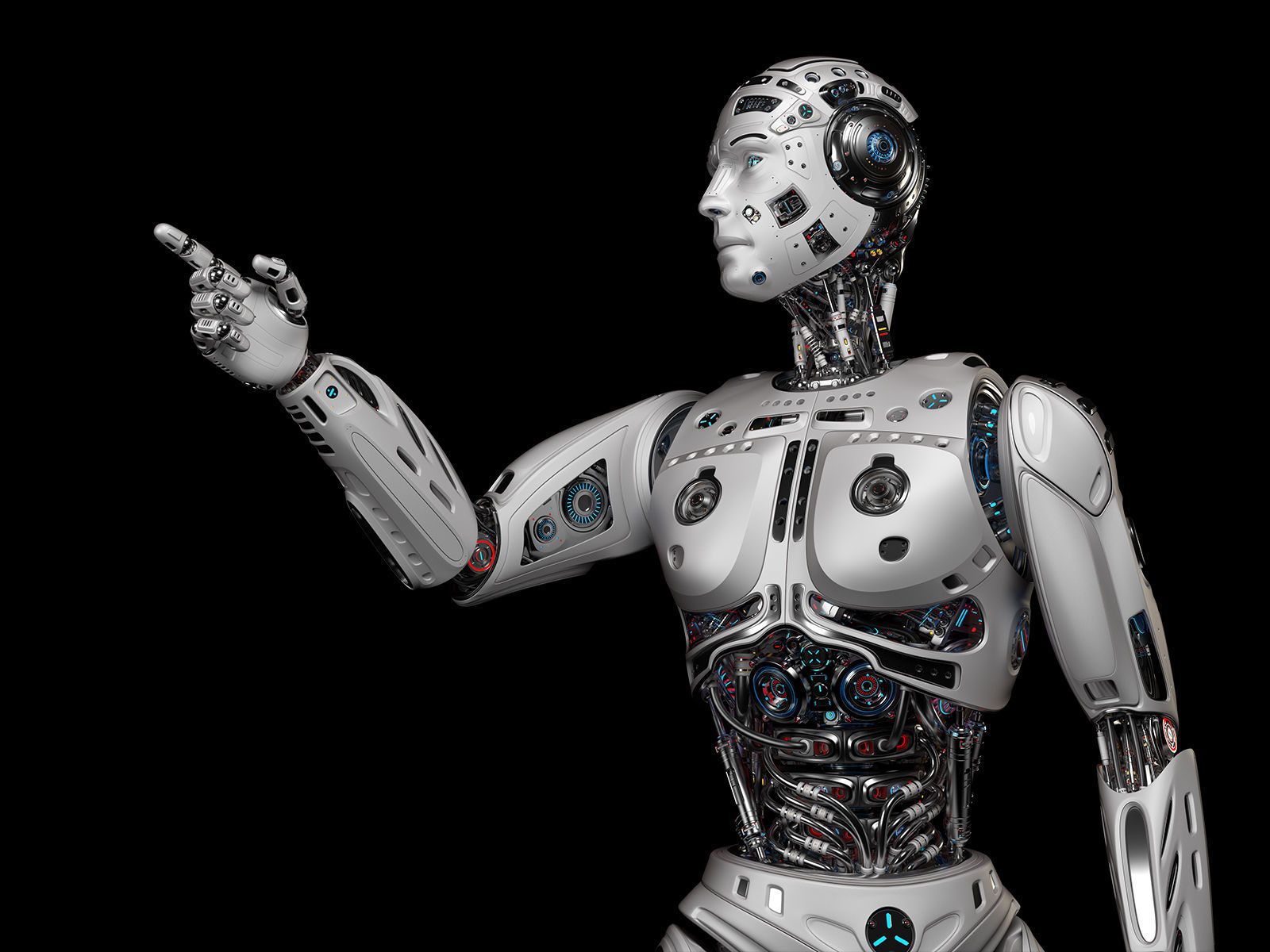 Futuristic Robot Man Rigged 3D model_9