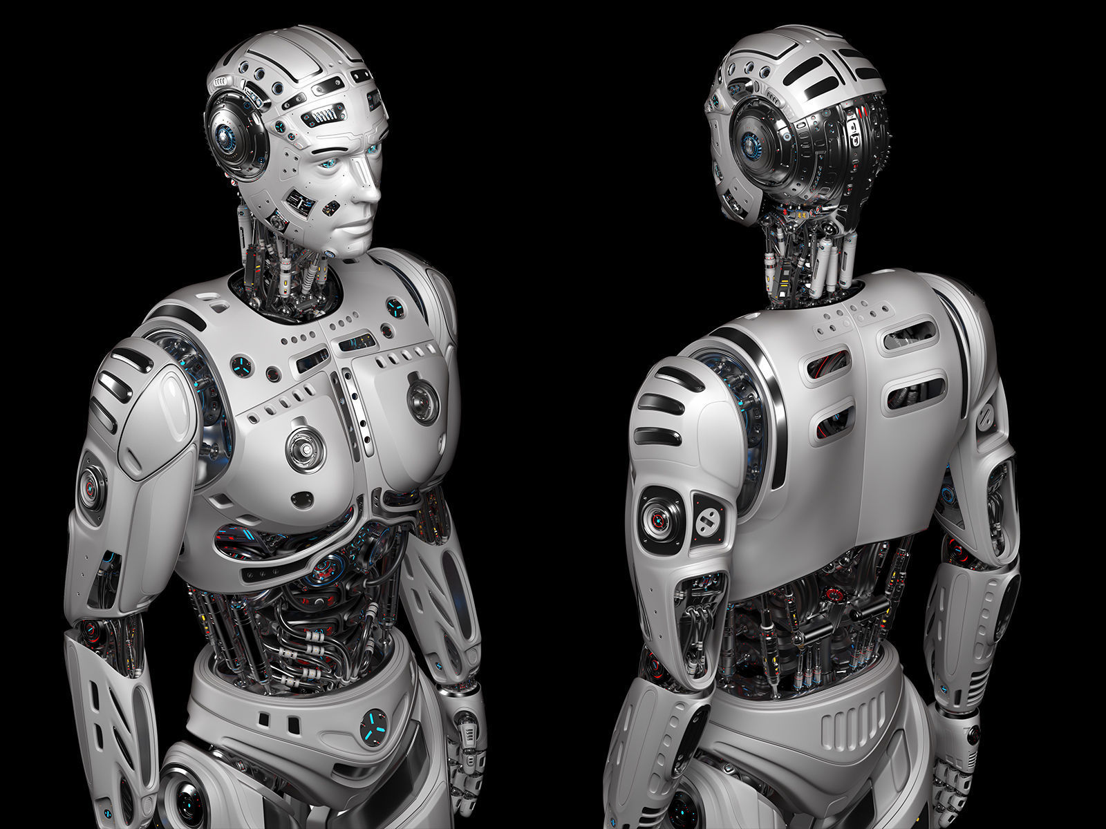 Futuristic Robot Man Rigged 3D model_7