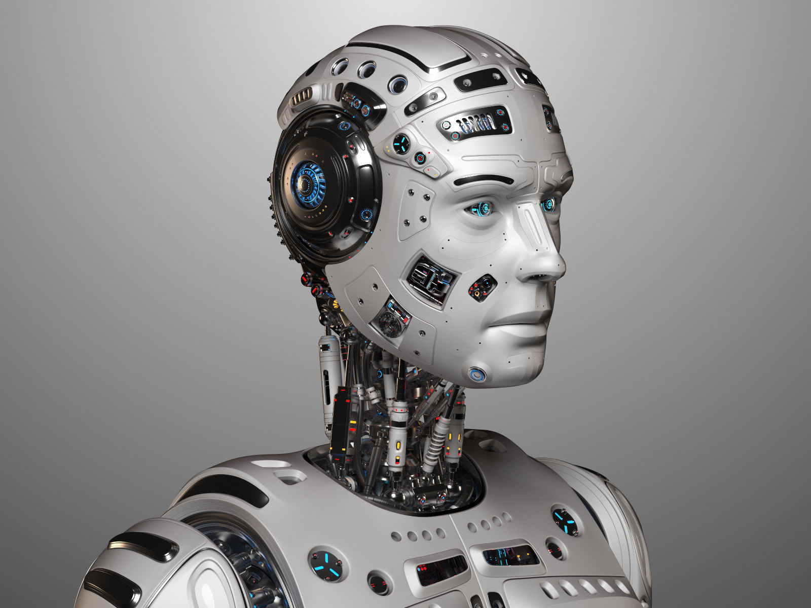 Futuristic Robot Man Rigged 3D model_33