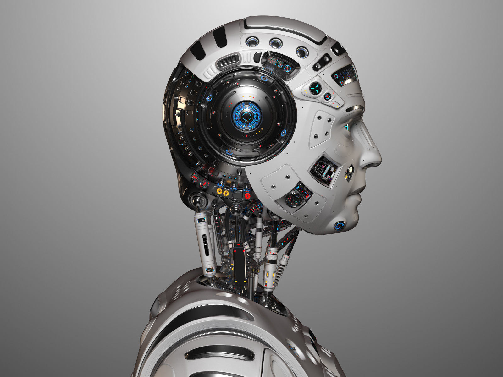 Futuristic Robot Man Rigged 3D model_32