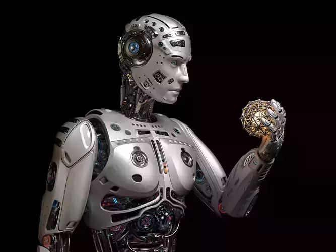 Futuristic Robot Man Rigged 3D model