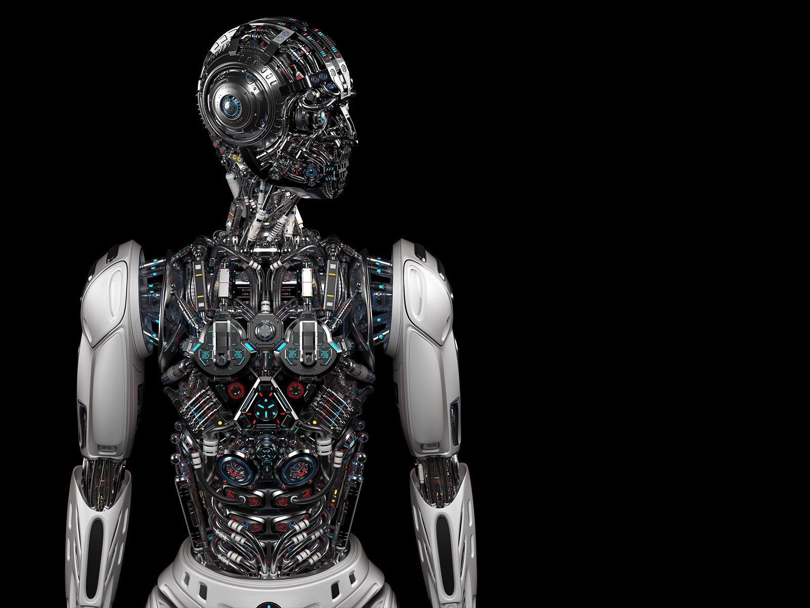 Futuristic Robot Man Rigged 3D model_11