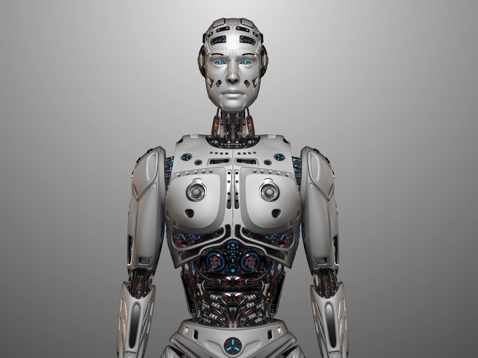 Futuristic Robot Man Rigged 3D model_28