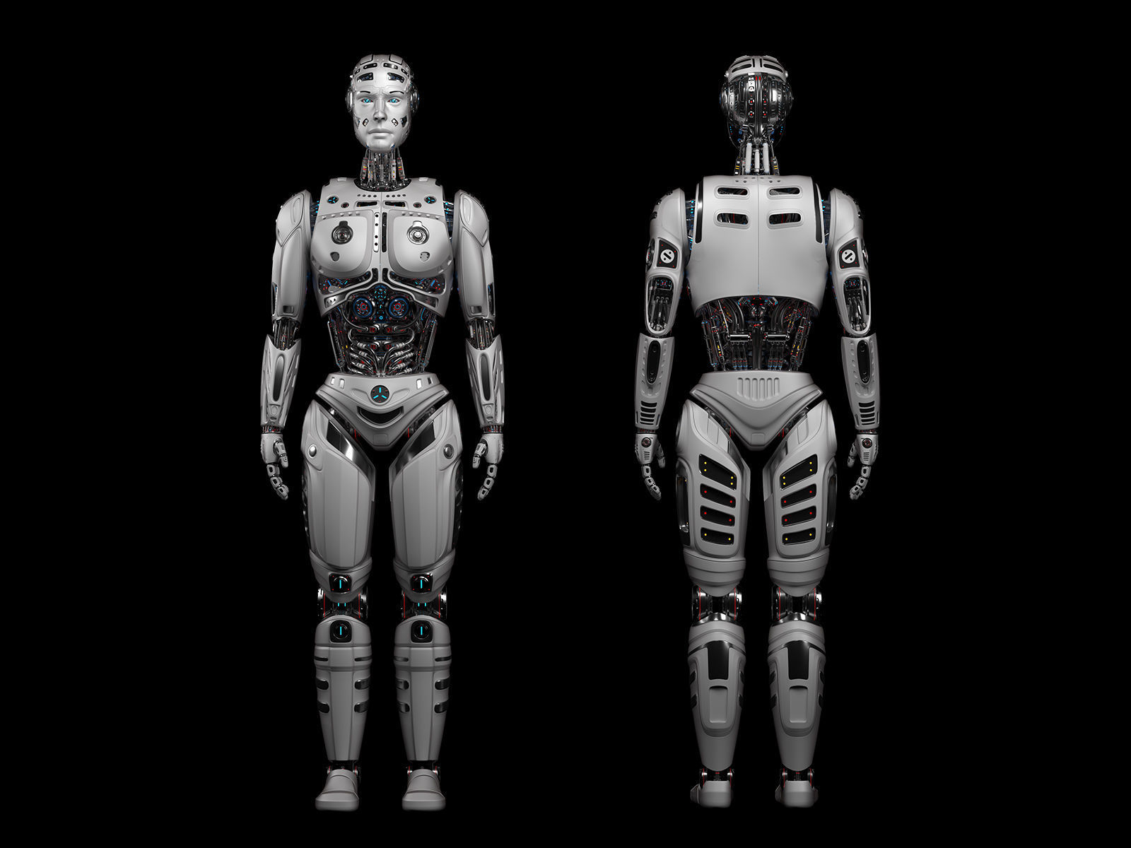 Futuristic Robot Man Rigged 3D model_12