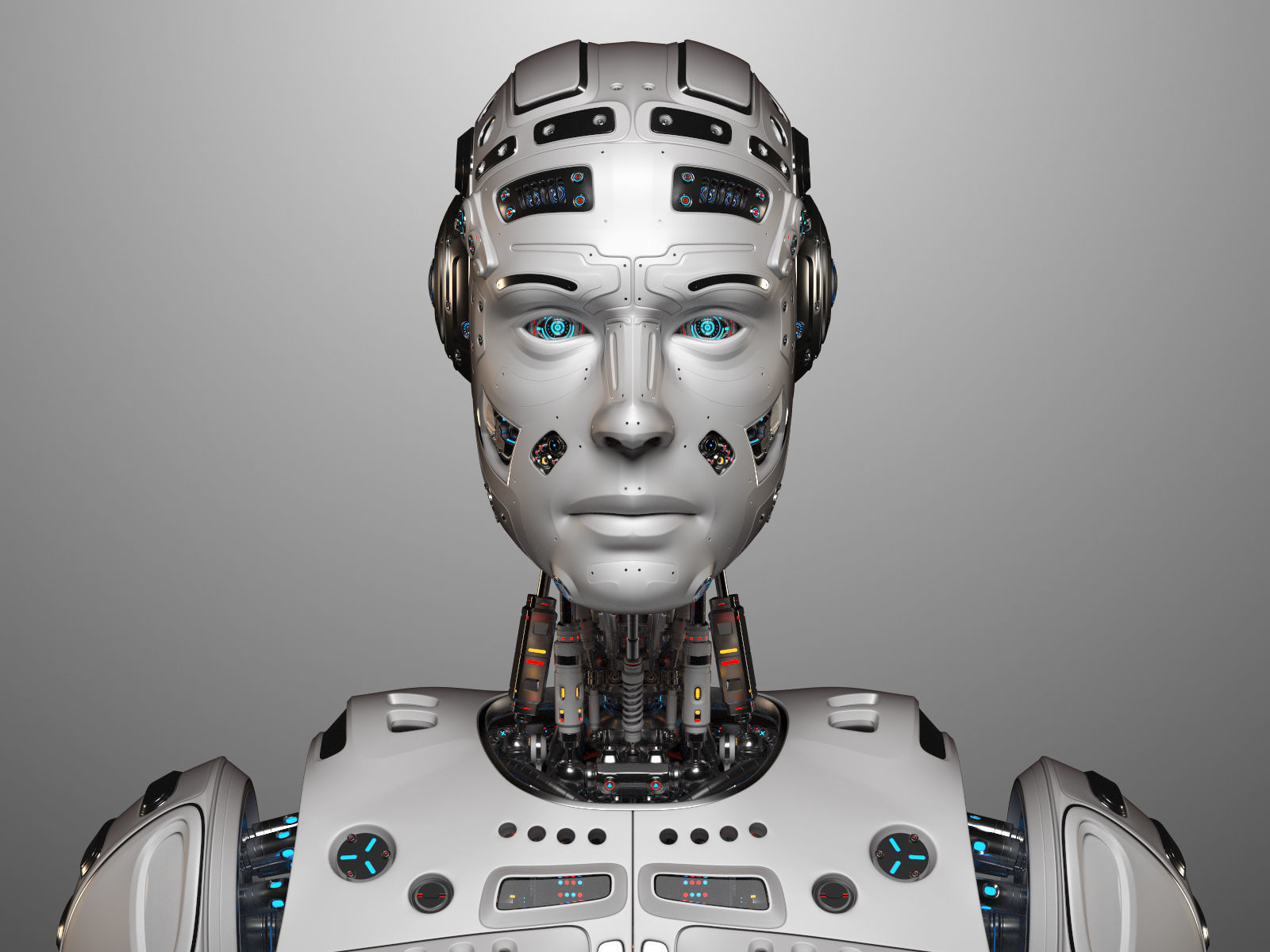 Futuristic Robot Man Rigged 3D model_29