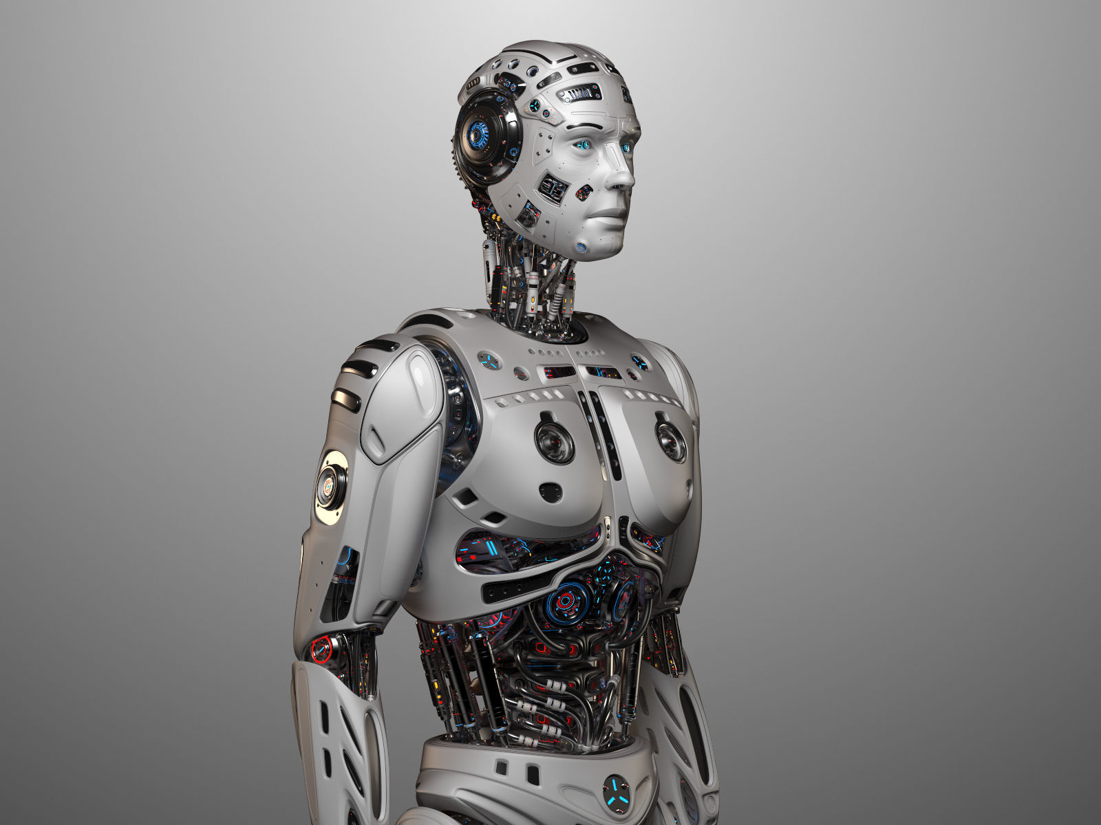 Futuristic Robot Man Rigged 3D model_30