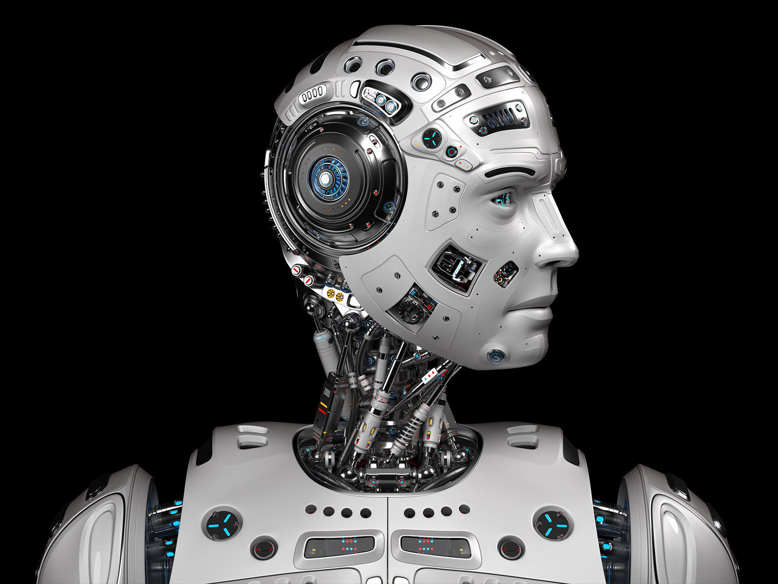 Futuristic Robot Man Rigged 3D model_3