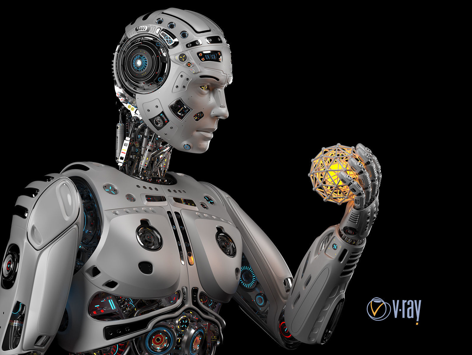 Futuristic Robot Man Rigged 3D model_10