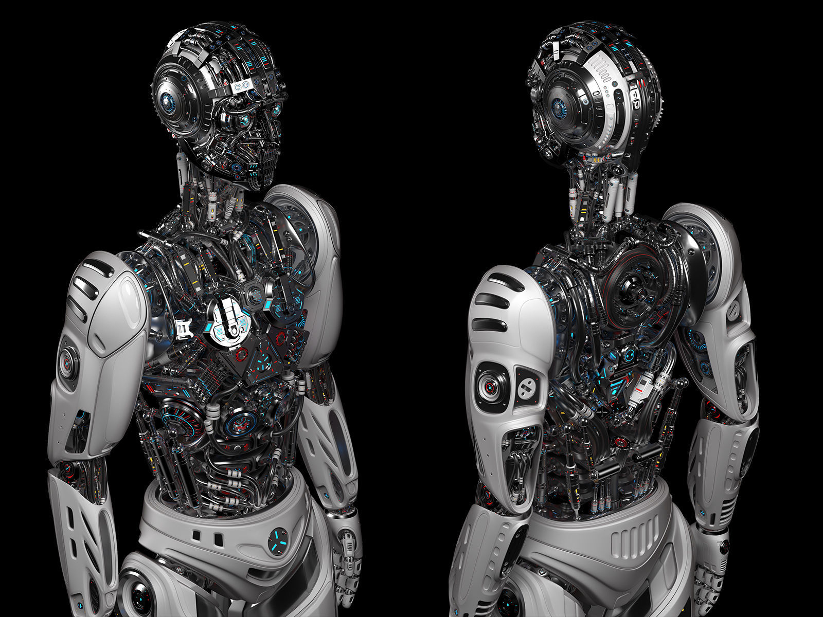 Futuristic Robot Man Rigged 3D model_8