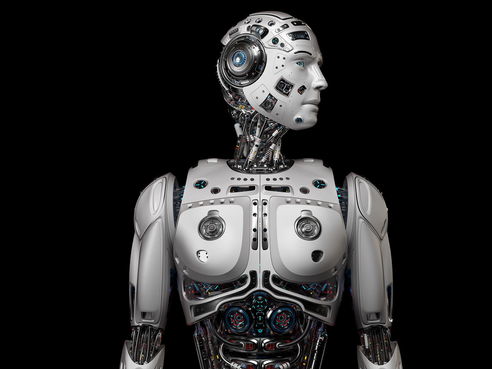 Futuristic Robot Man Rigged 3D model_2