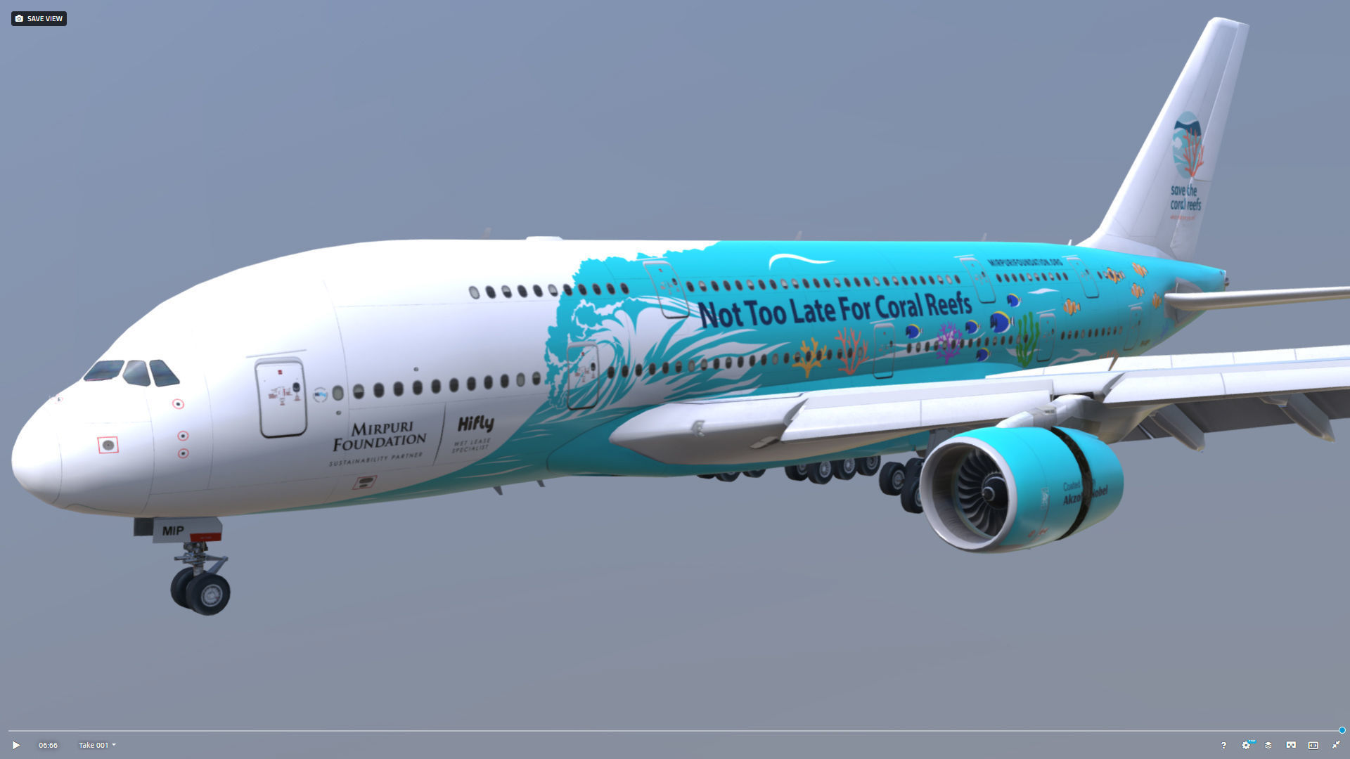 Airbus A380 HiFly 9H-MIP Low-poly 3D model_3