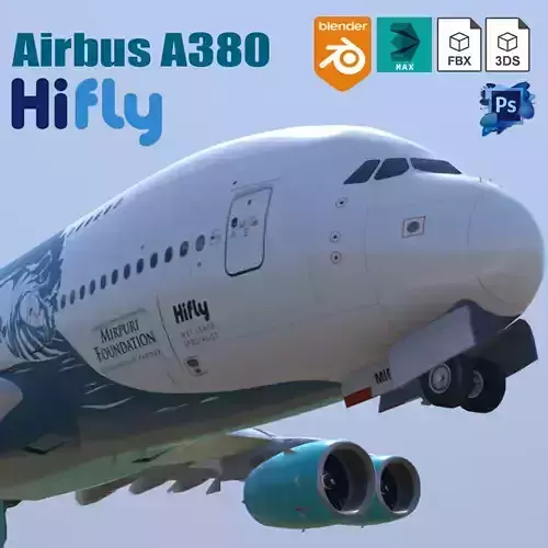 Airbus A380 HiFly 9H-MIP Low-poly 3D model
