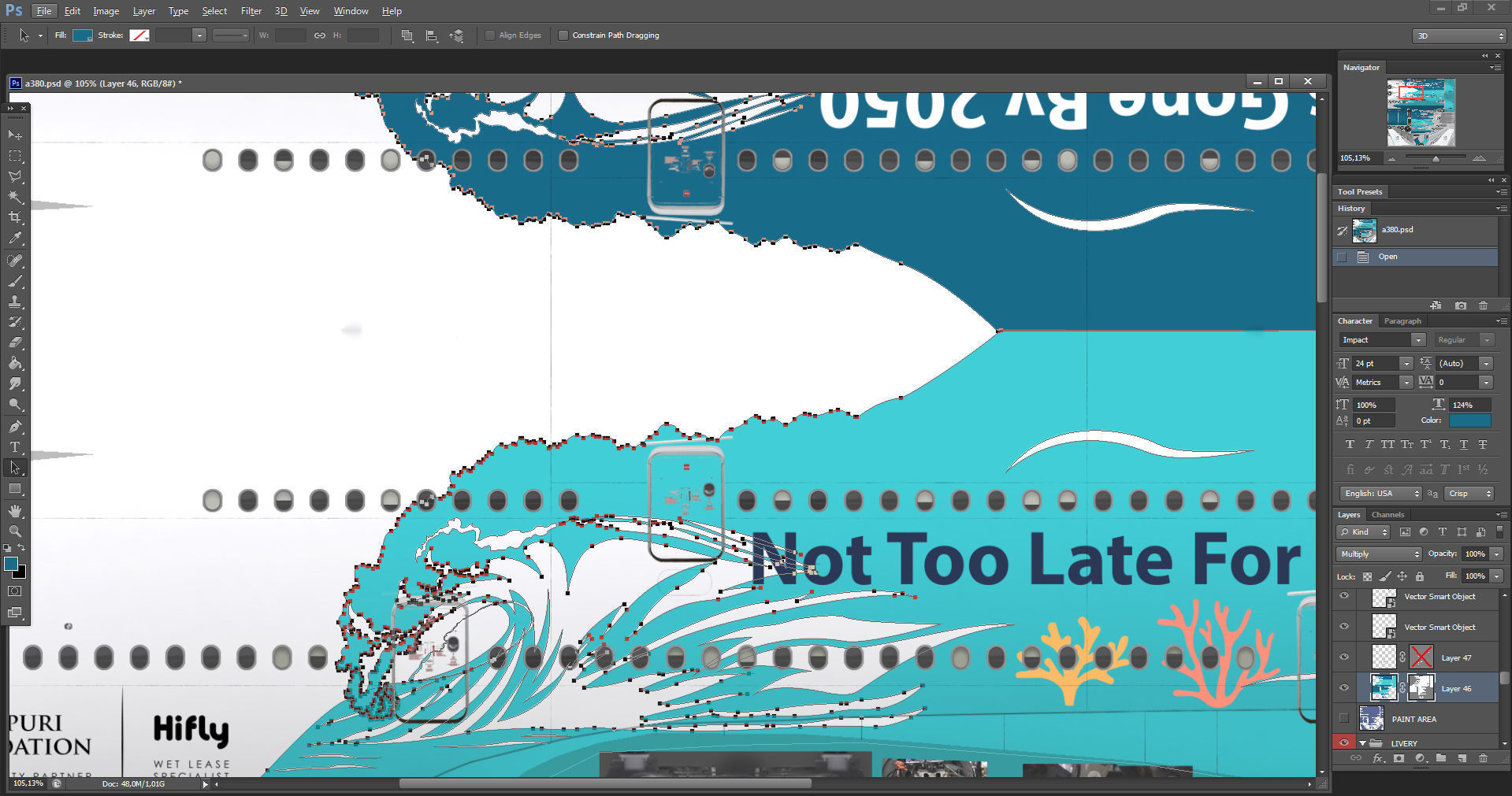 Airbus A380 HiFly 9H-MIP Low-poly 3D model_22
