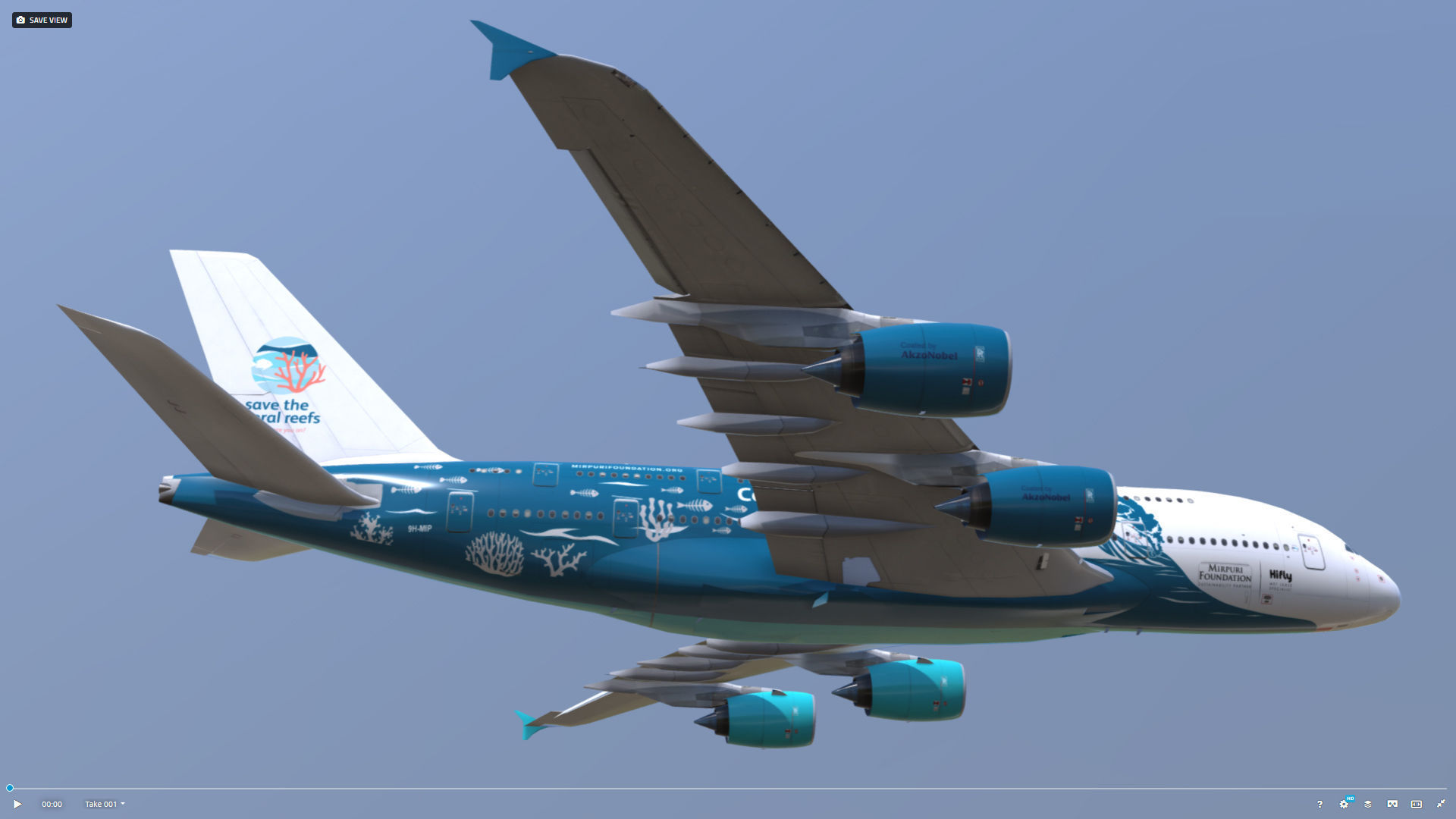 Airbus A380 HiFly 9H-MIP Low-poly 3D model_8