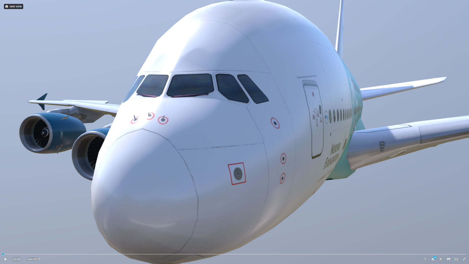Airbus A380 HiFly 9H-MIP Low-poly 3D model_9