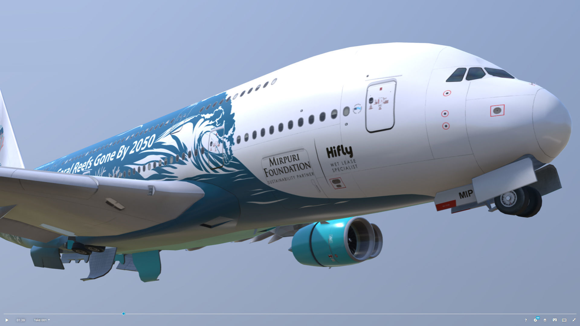 Airbus A380 HiFly 9H-MIP Low-poly 3D model_2