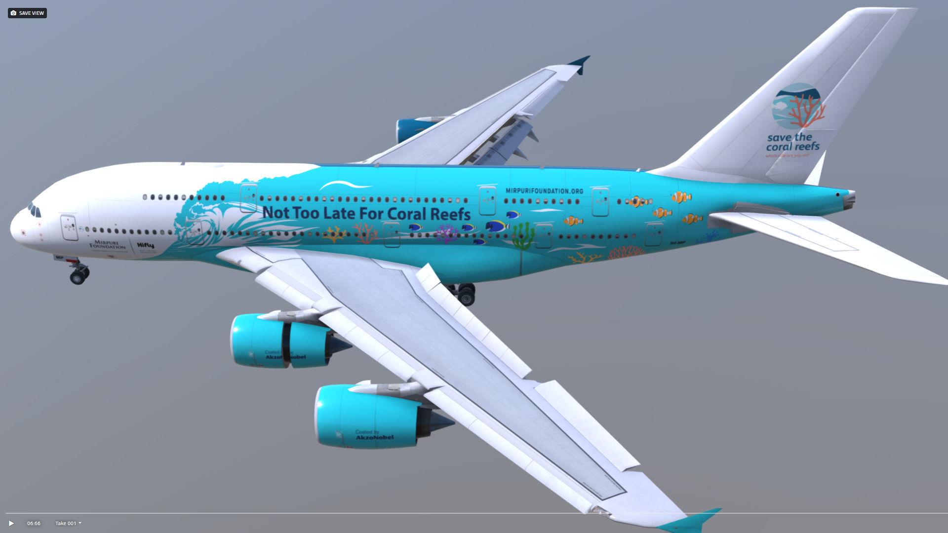 Airbus A380 HiFly 9H-MIP Low-poly 3D model_4