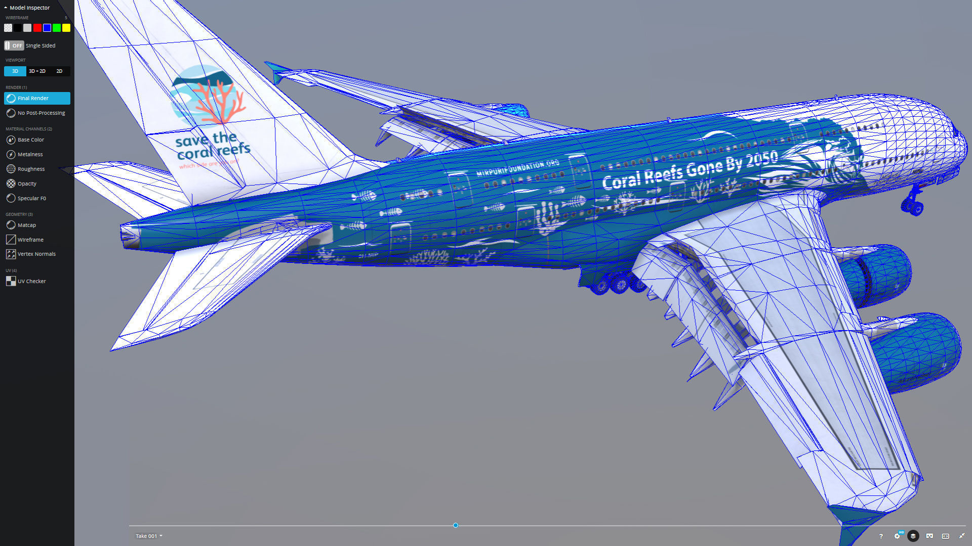 Airbus A380 HiFly 9H-MIP Low-poly 3D model_13