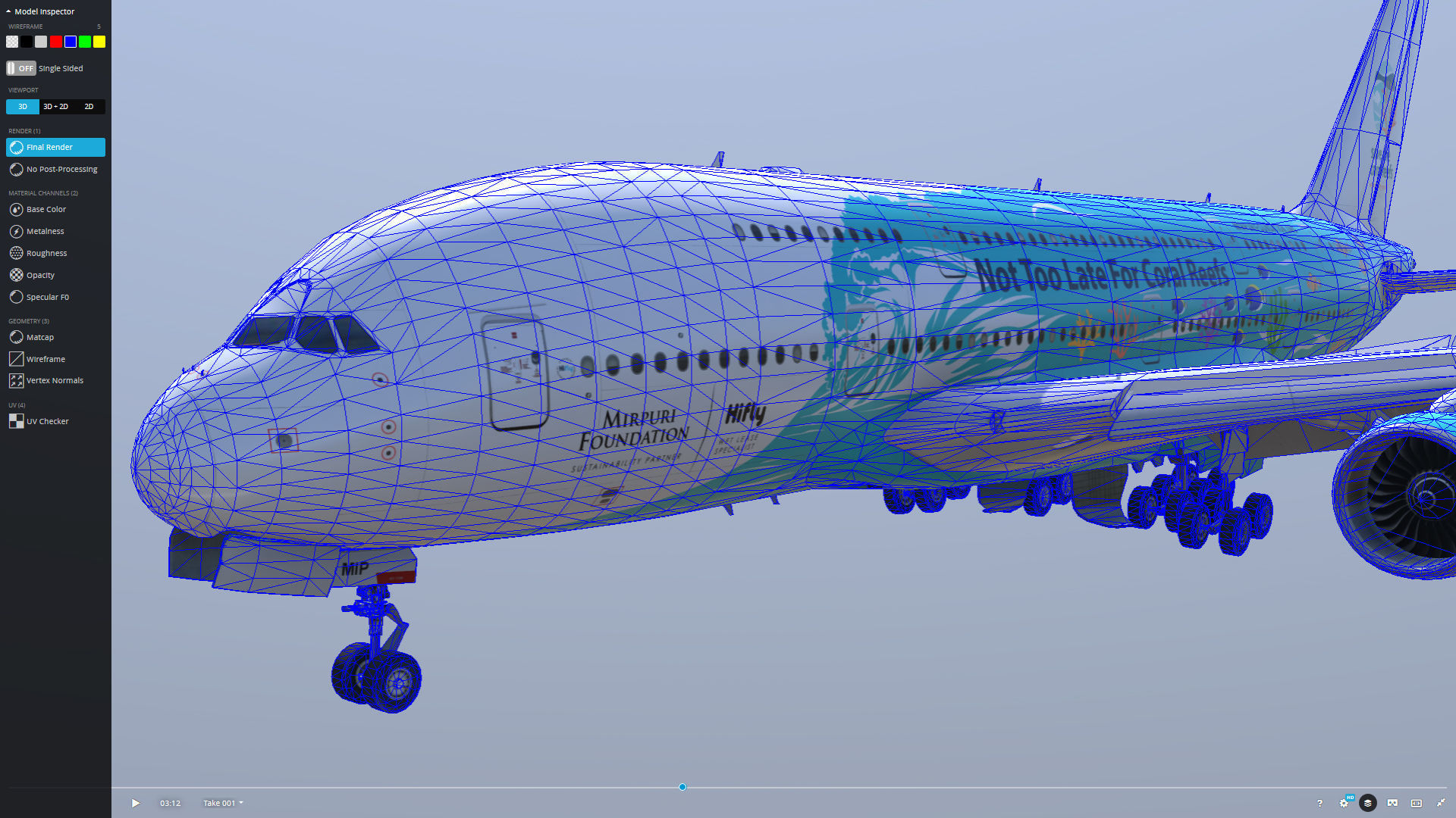 Airbus A380 HiFly 9H-MIP Low-poly 3D model_12