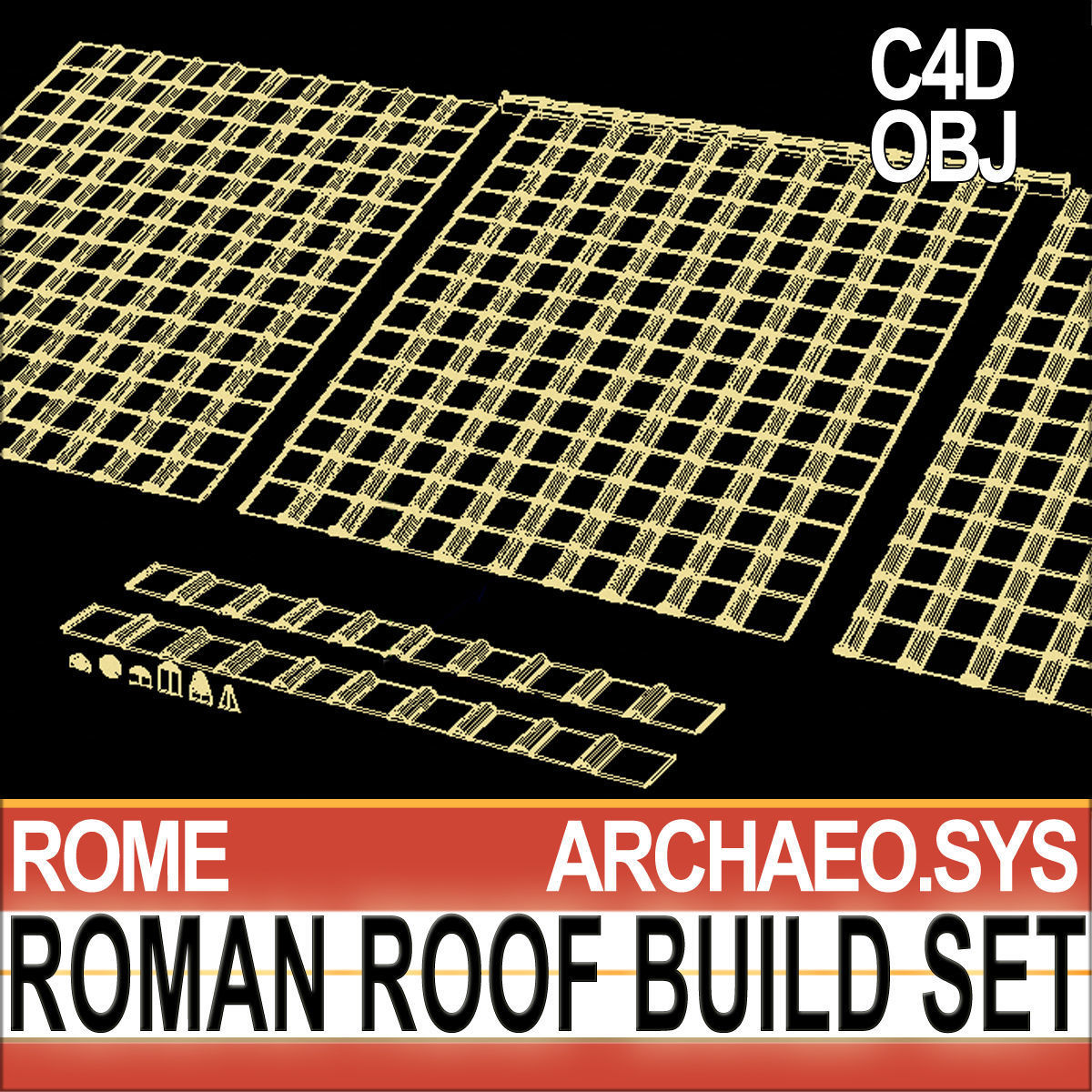 Roman Roof Build Set  3D model_3