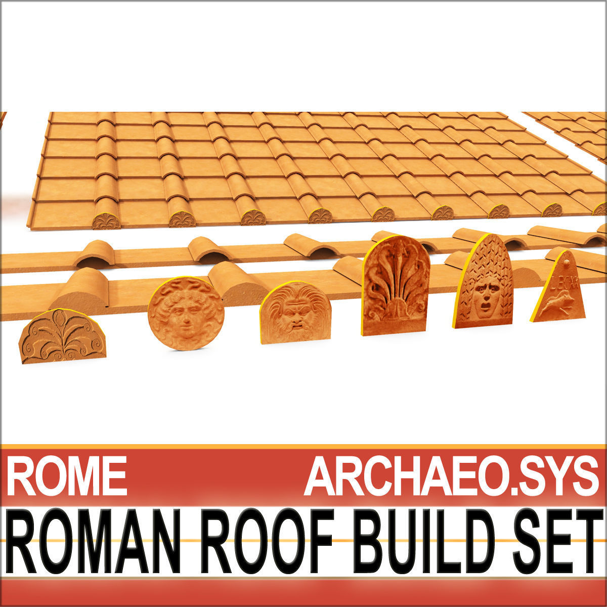 Roman Roof Build Set  3D model_1