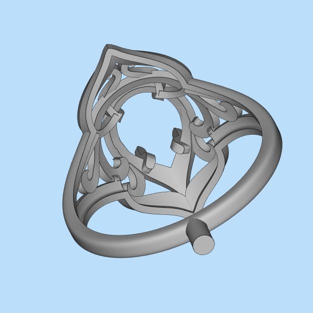 Women ring  pear cut gem 3dm stl  3D print model_21