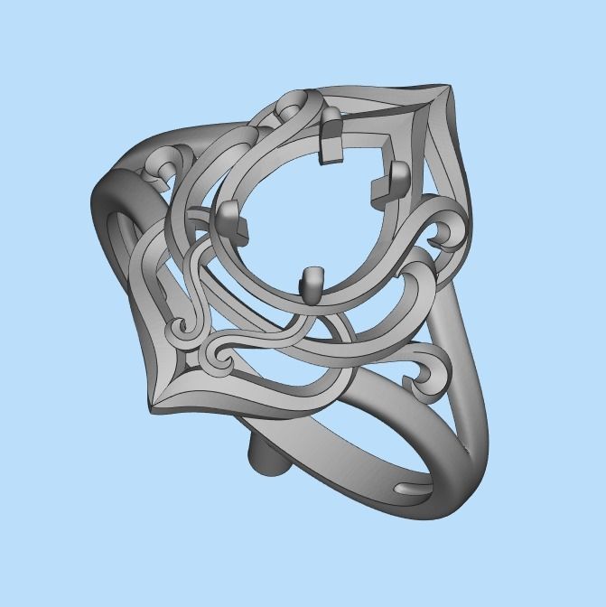 Women ring  pear cut gem 3dm stl  3D print model_19