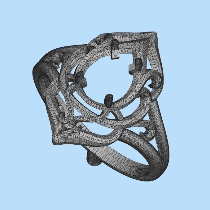 Women ring  pear cut gem 3dm stl  3D print model_23