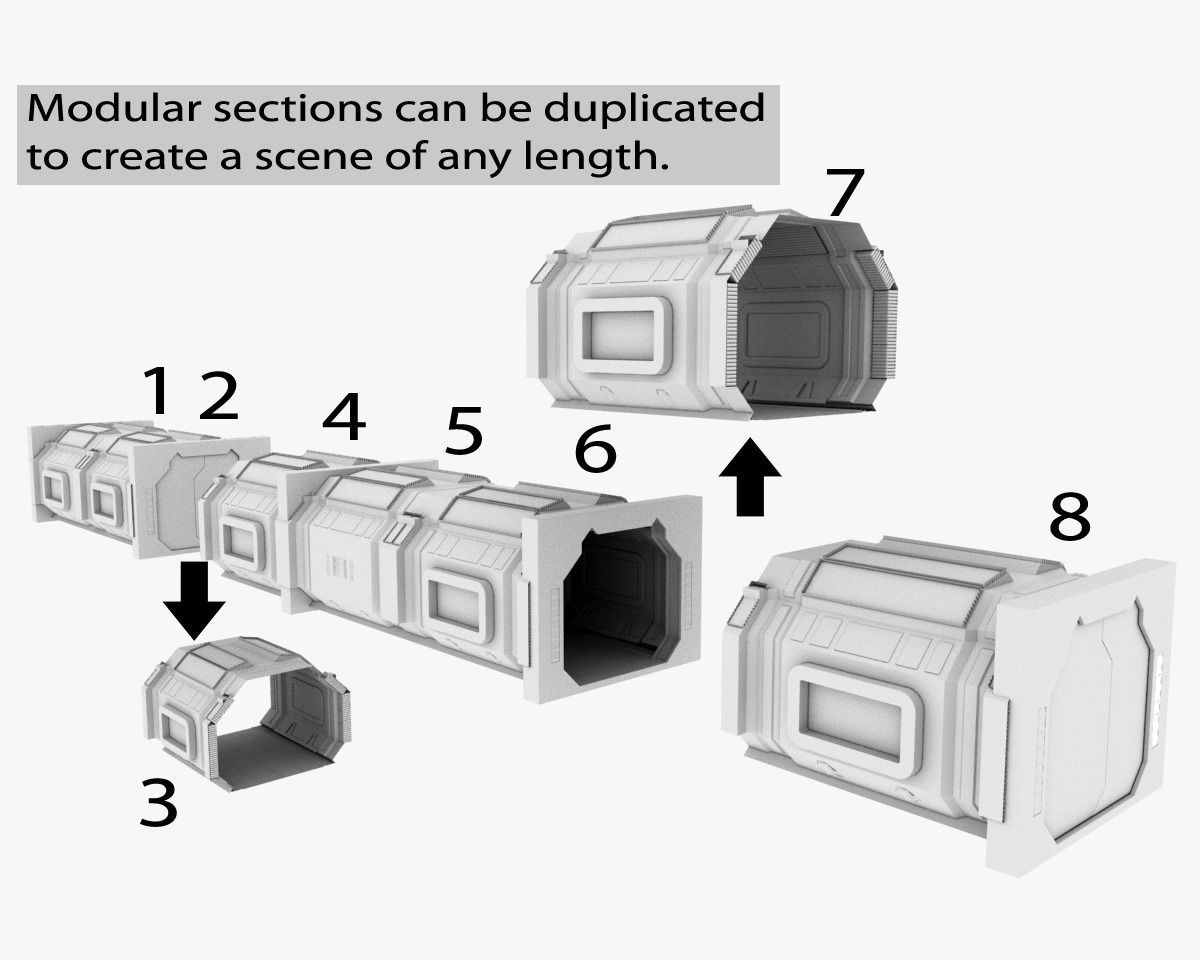 SciFi Spaceship Corridor 7 MAX 3D model_12