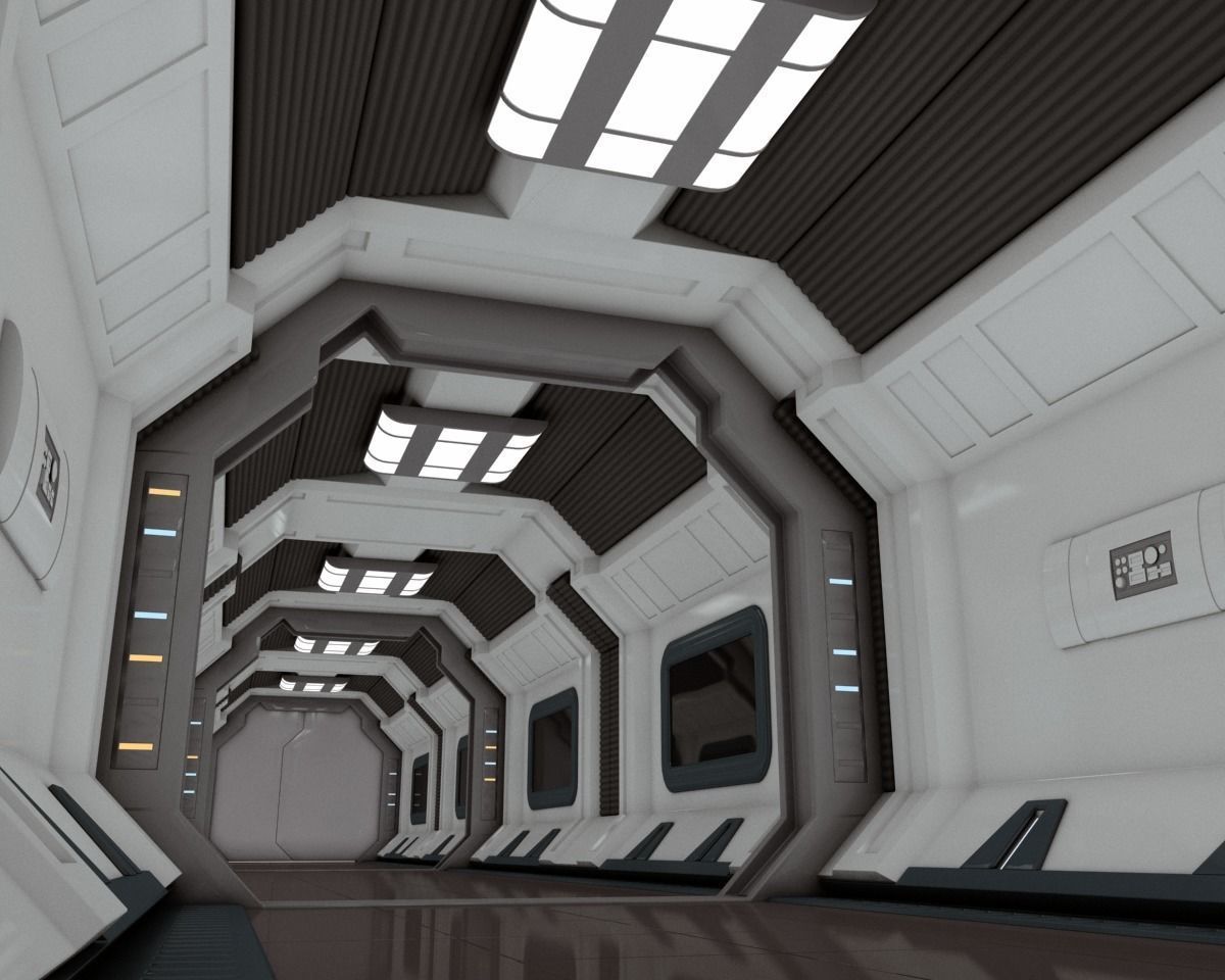 SciFi Spaceship Corridor 7 MAX 3D model_7