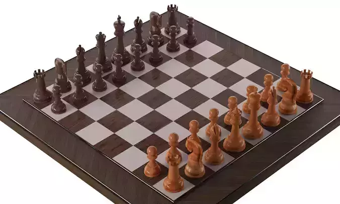wooden chess  Low-poly 3D model