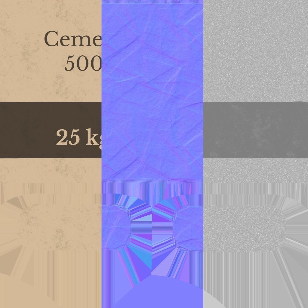 Cement Seeds Bags Low-poly 3D model_7