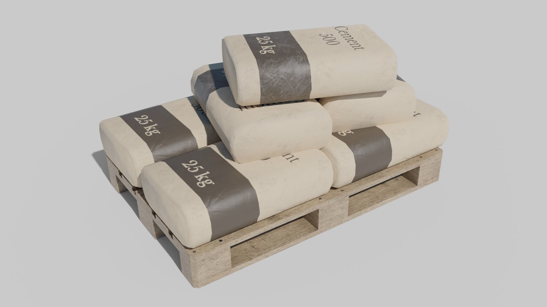 Cement Seeds Bags Low-poly 3D model_5