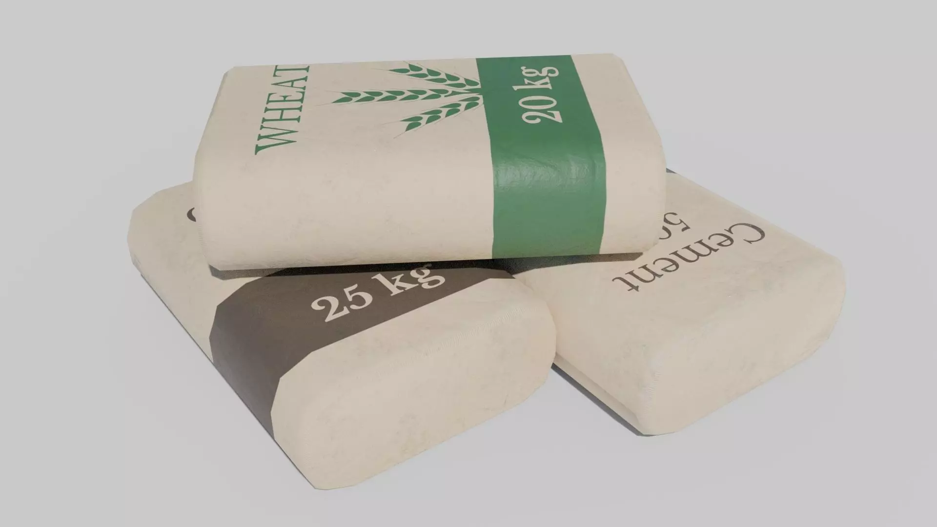 Cement Seeds Bags Low-poly 3D model_0